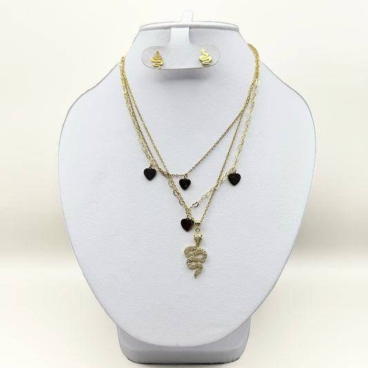 Juego de aretes y collar con circonia