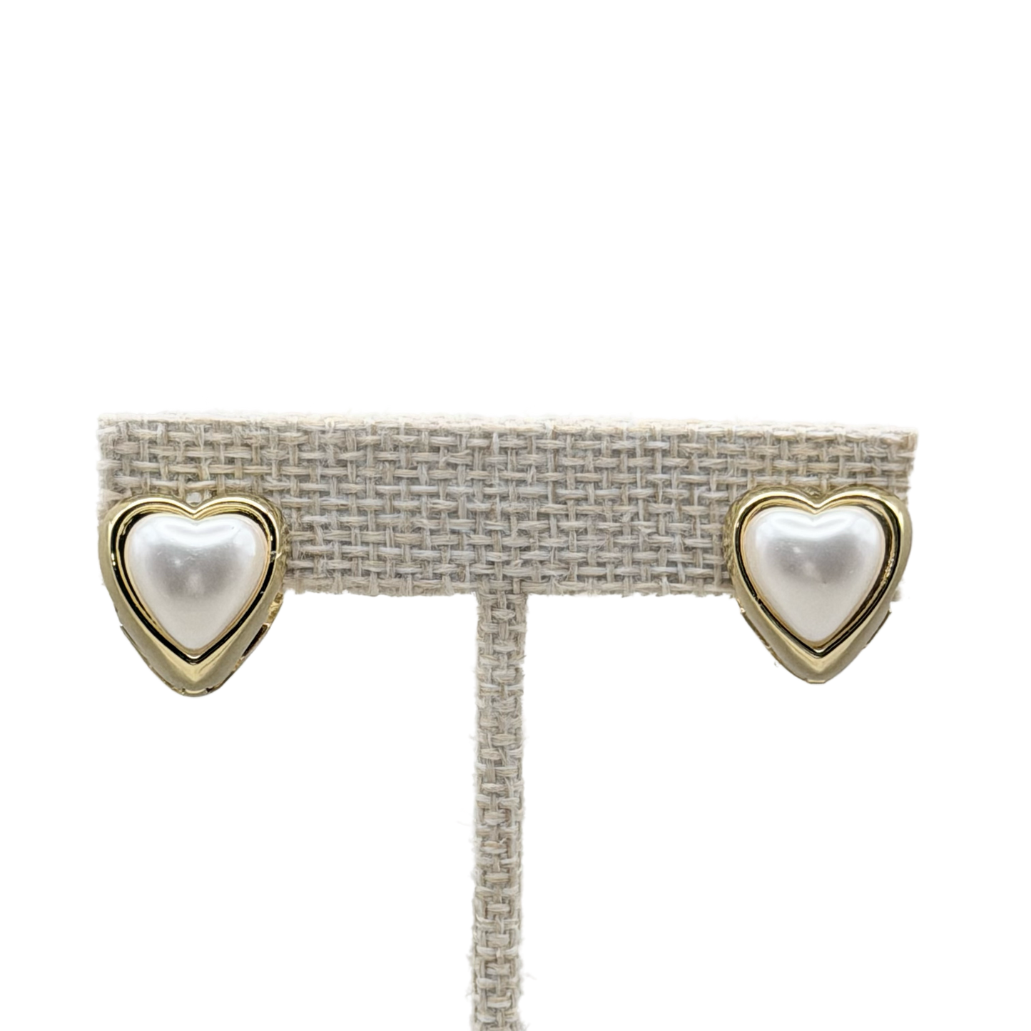 Aretes Corazón Perla Dorado