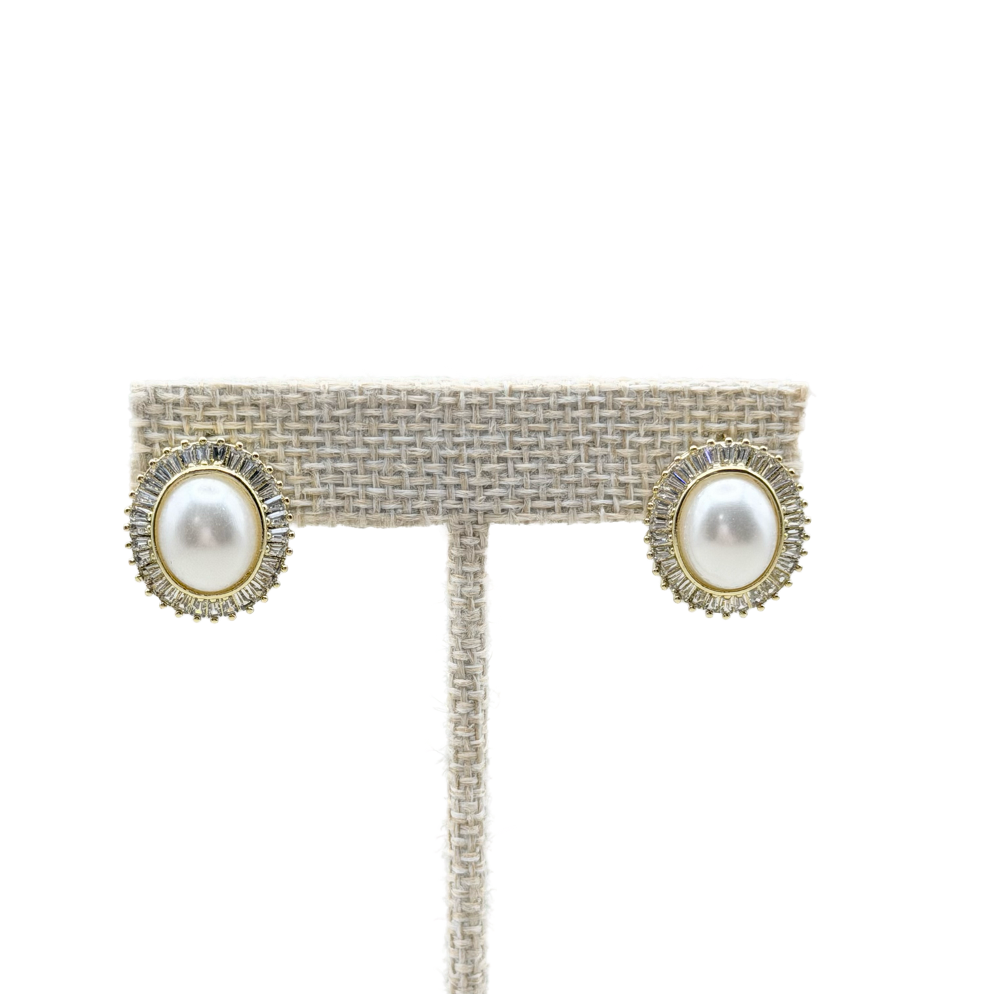 Aretes Perla Clásica 15 mm con Cristales