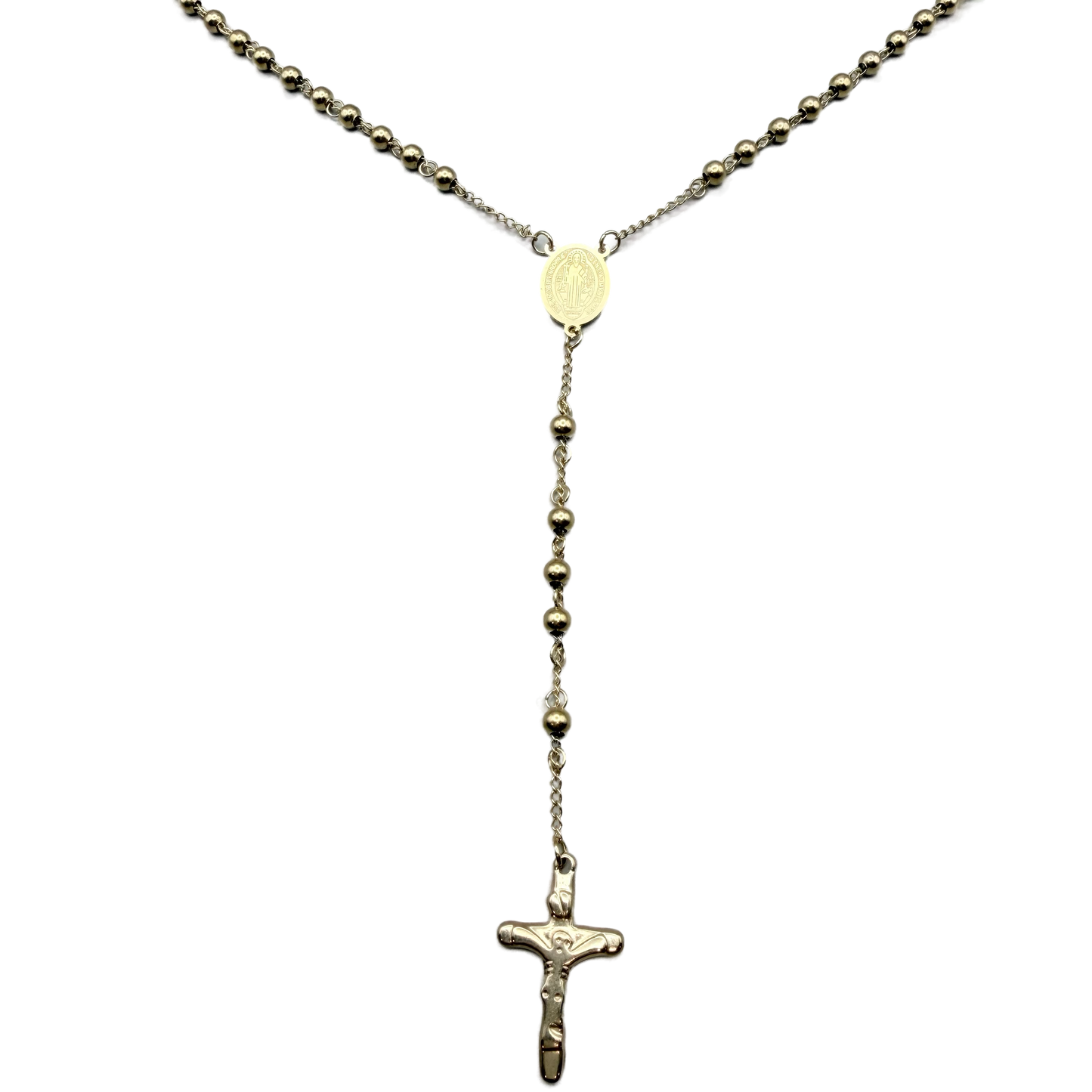 Rosario Dorado con Medalla y Crucifijo