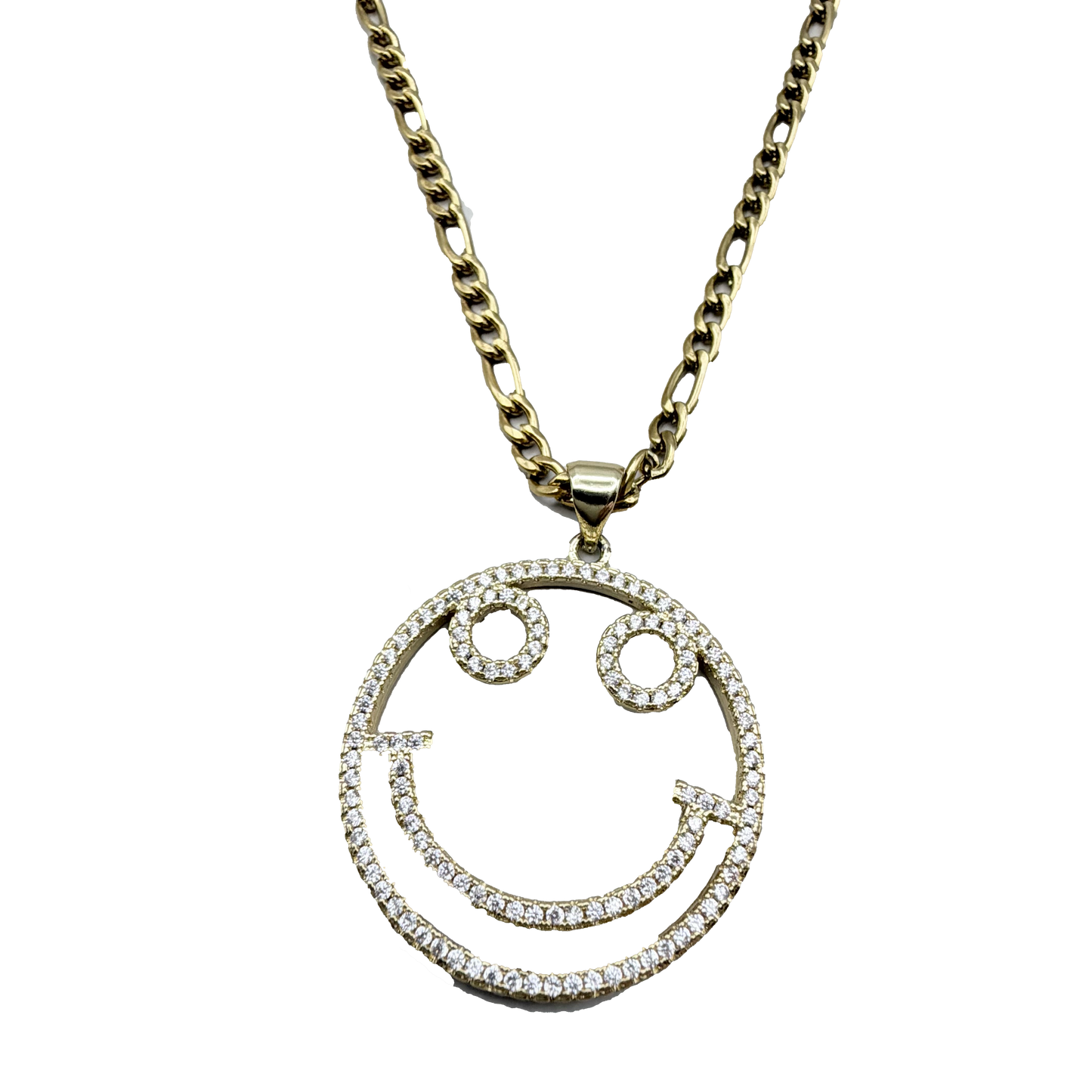 Collar Carita Feliz Dorada con Cristales