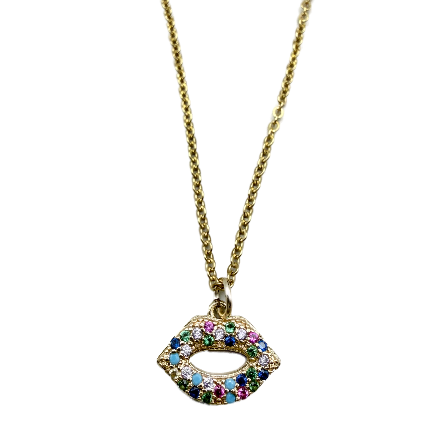 Collar Dije Labios Multicolor