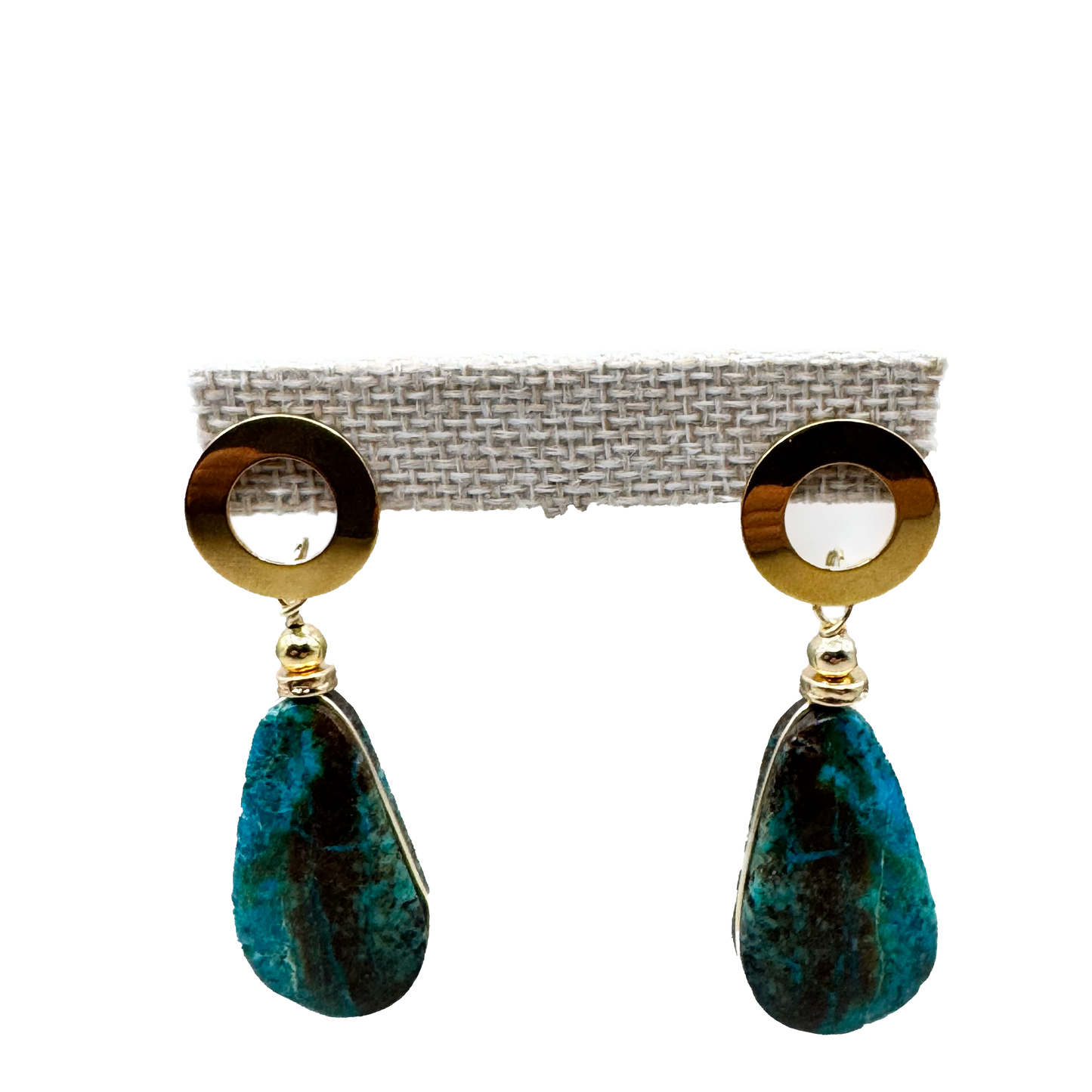 Aretes Dorados con Gota Turquesa