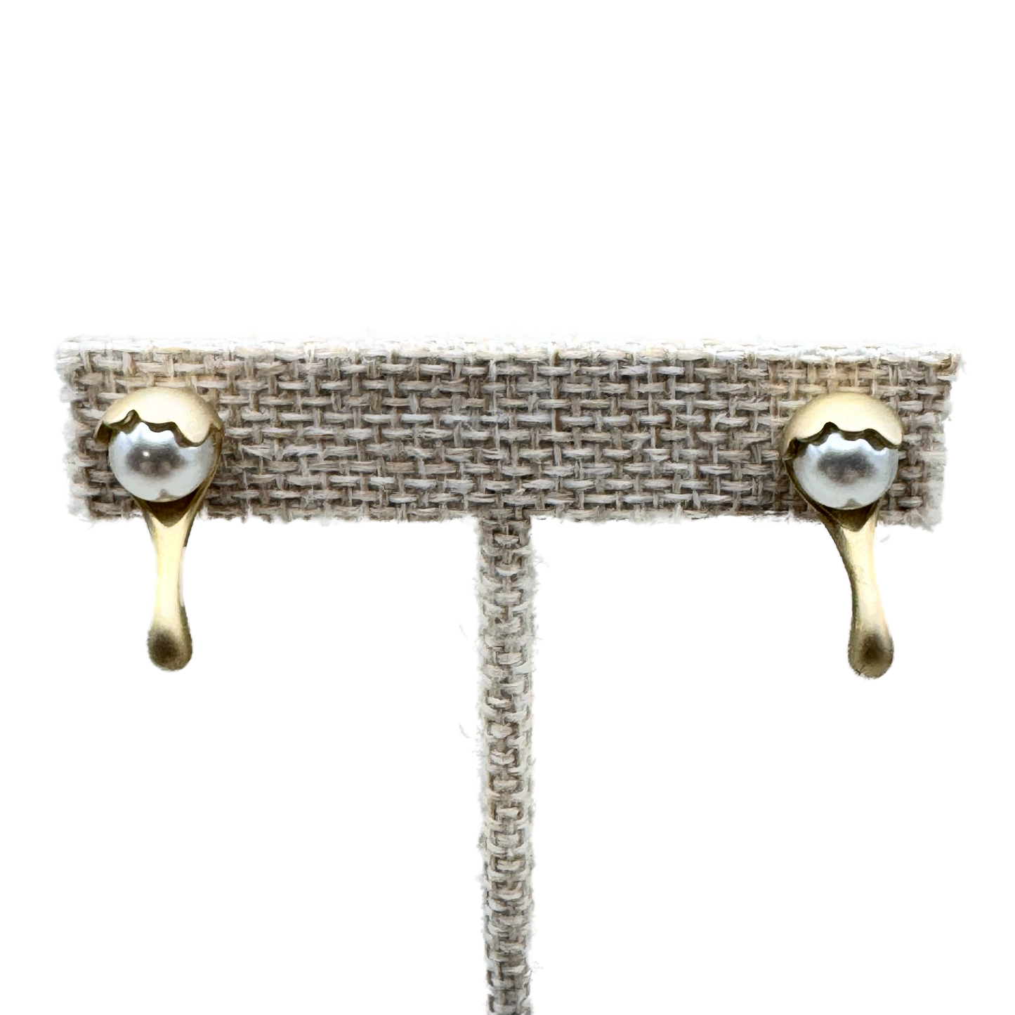 Aretes Gota Dorada con Perla