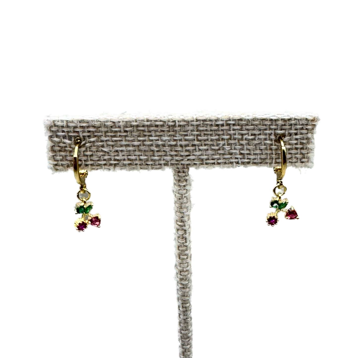 Aretes Aro Dorado con Dijes de Colores