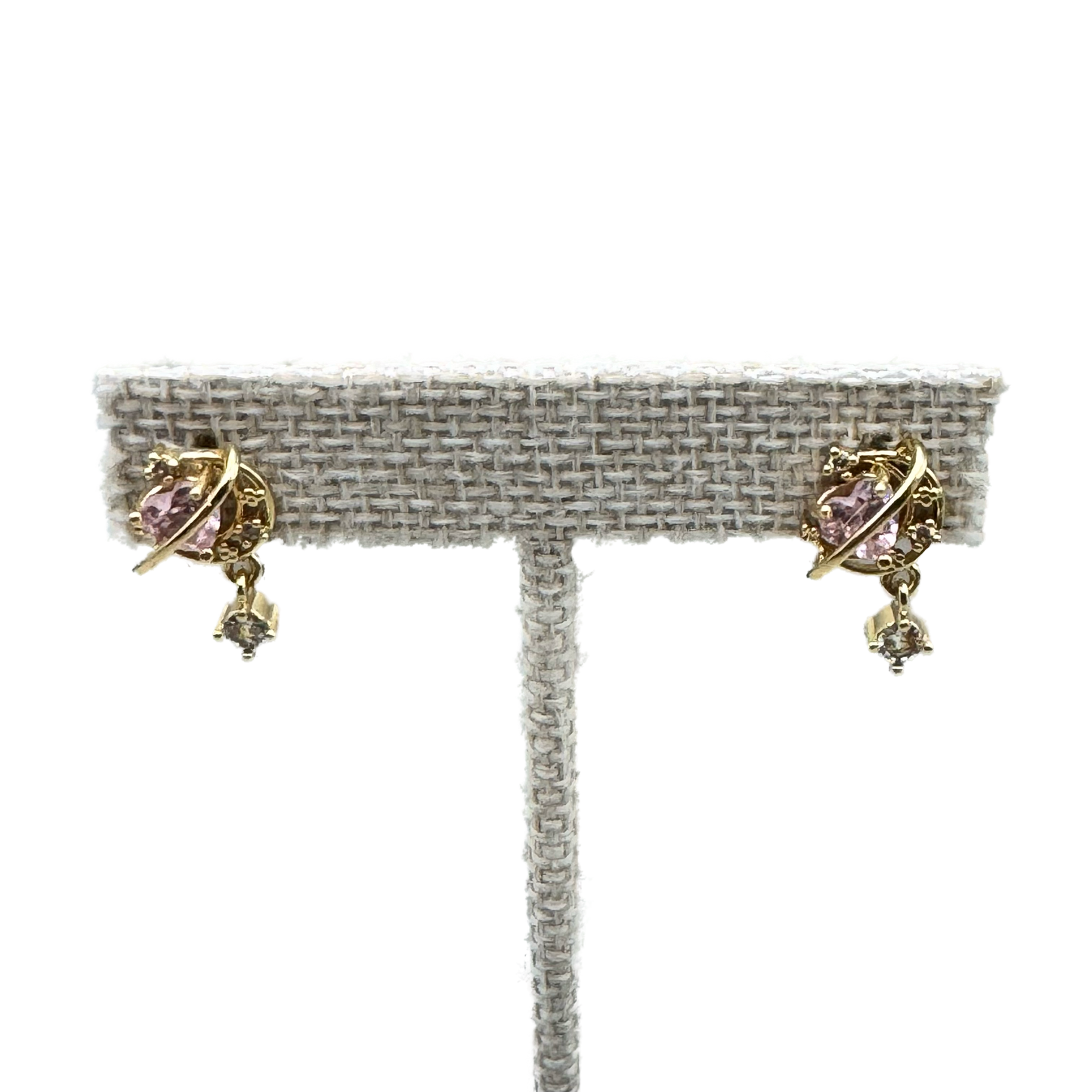 Aretes Dorados con Cristal Rosa