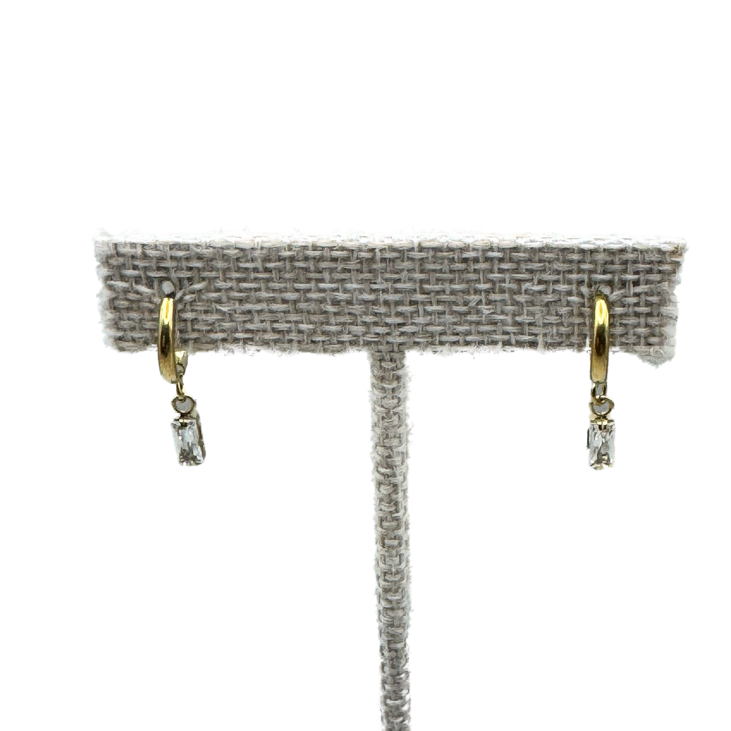 Aretes Mini Aro Dorado con Dije Rectangular