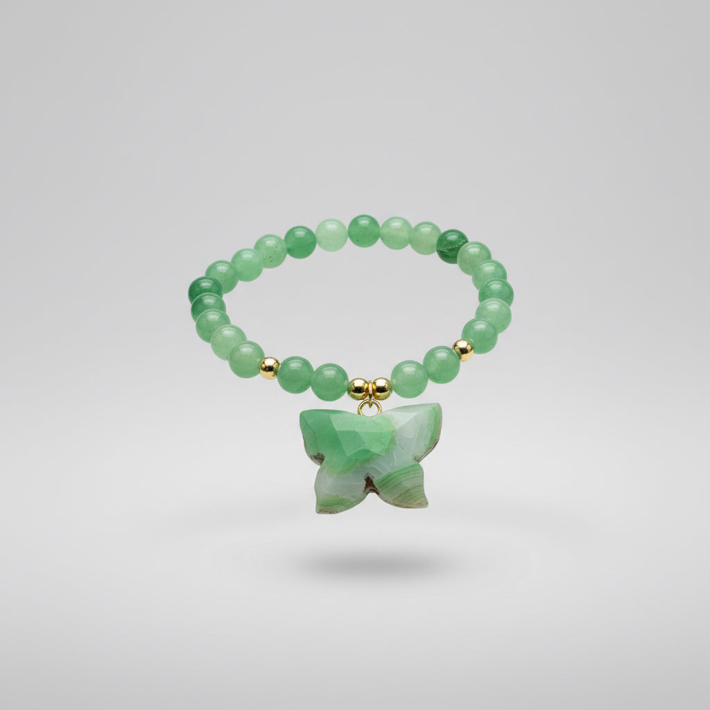 Brazalete de piedra Aventurina con dije de ágata