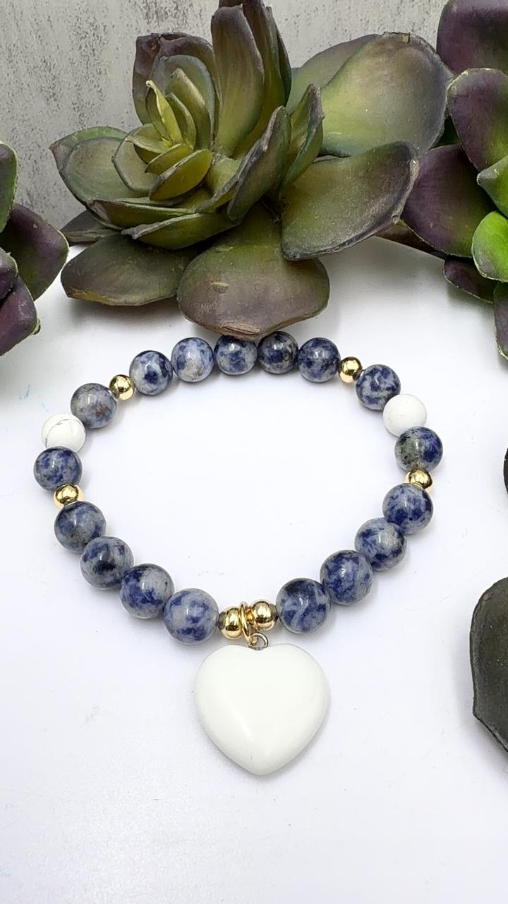 Brazalete de sodalita Con jade blanco