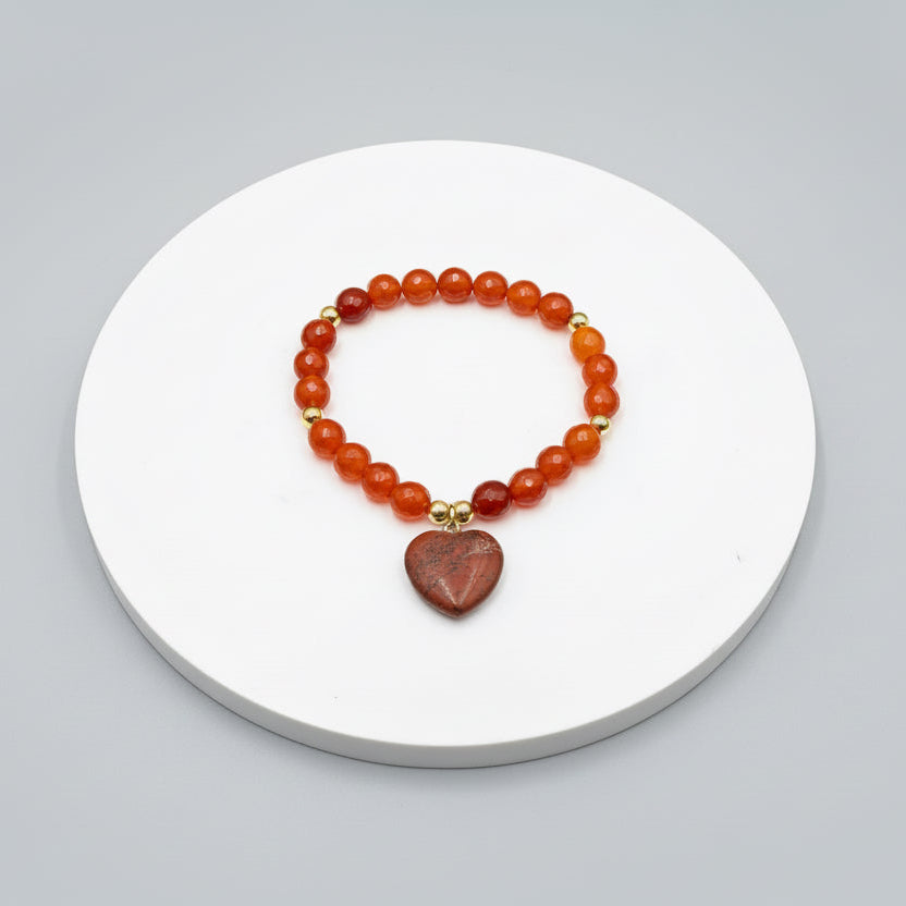 Brazalete de cornalina facetada dije de jaspe