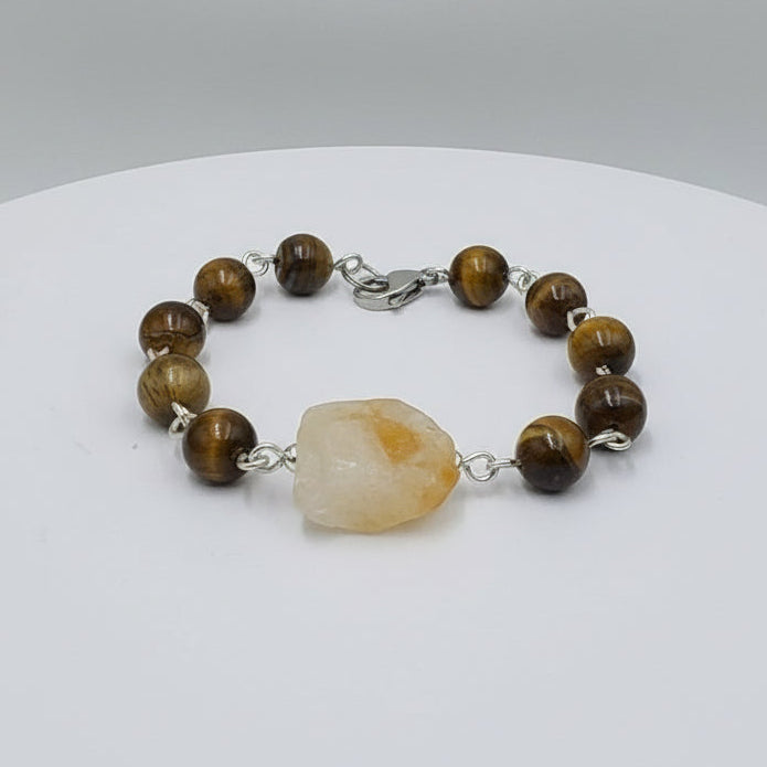 Brazalete ojo de tigre y citrino