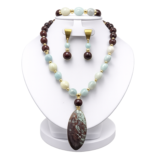 Aquamarina hermosa jaspe caoba