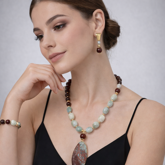 Aquamarina hermosa jaspe caoba