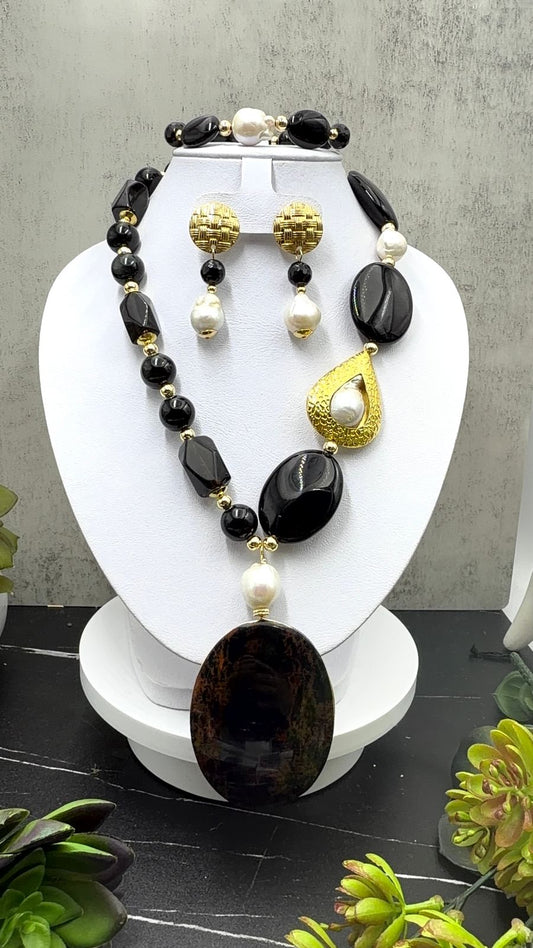 Juego de obsidiana negra y maohany