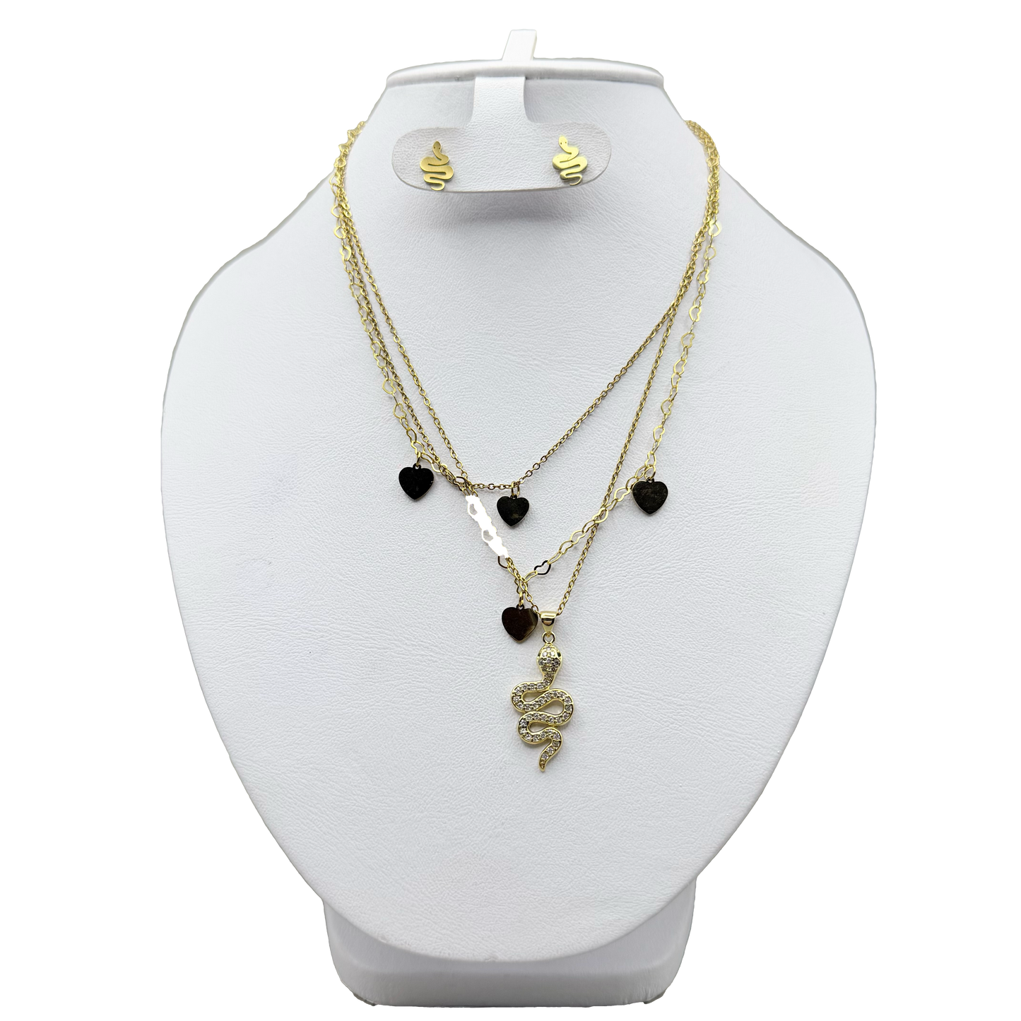 Juego de aretes y collar con circonia