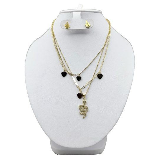 Juego de aretes y collar con circonia