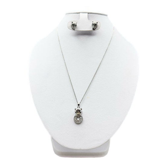 Juego de collar con dije de puma y aretes