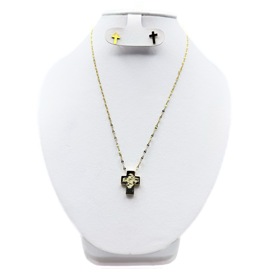 Conjunto Cruz Minimalista Acero Inoxidable