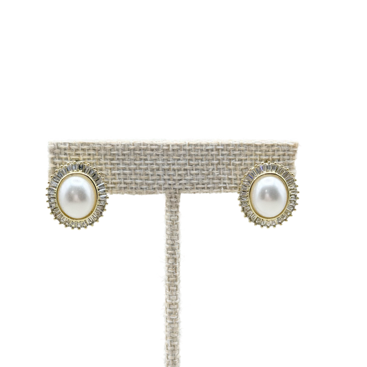 Aretes Perla Clásica 15 mm con Cristales