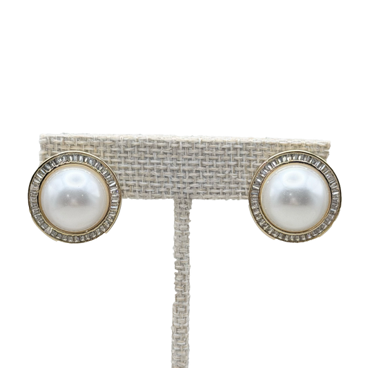 Aretes Perla Clásica 20 mm con Cristales