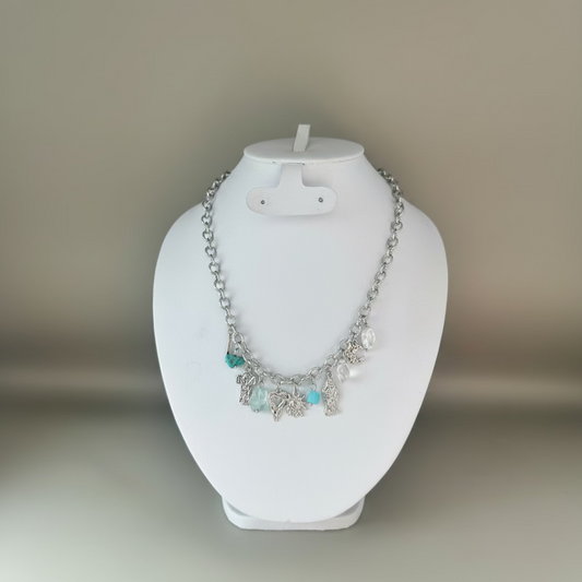 Collar de acero con piedra y circonia