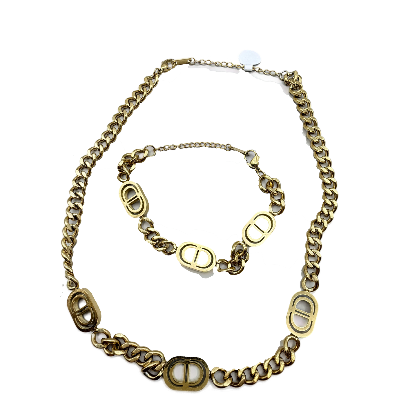 Set Collar y Pulsera Dorados con Eslabones