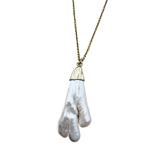 Collar Perla Barroca Natural Dorado