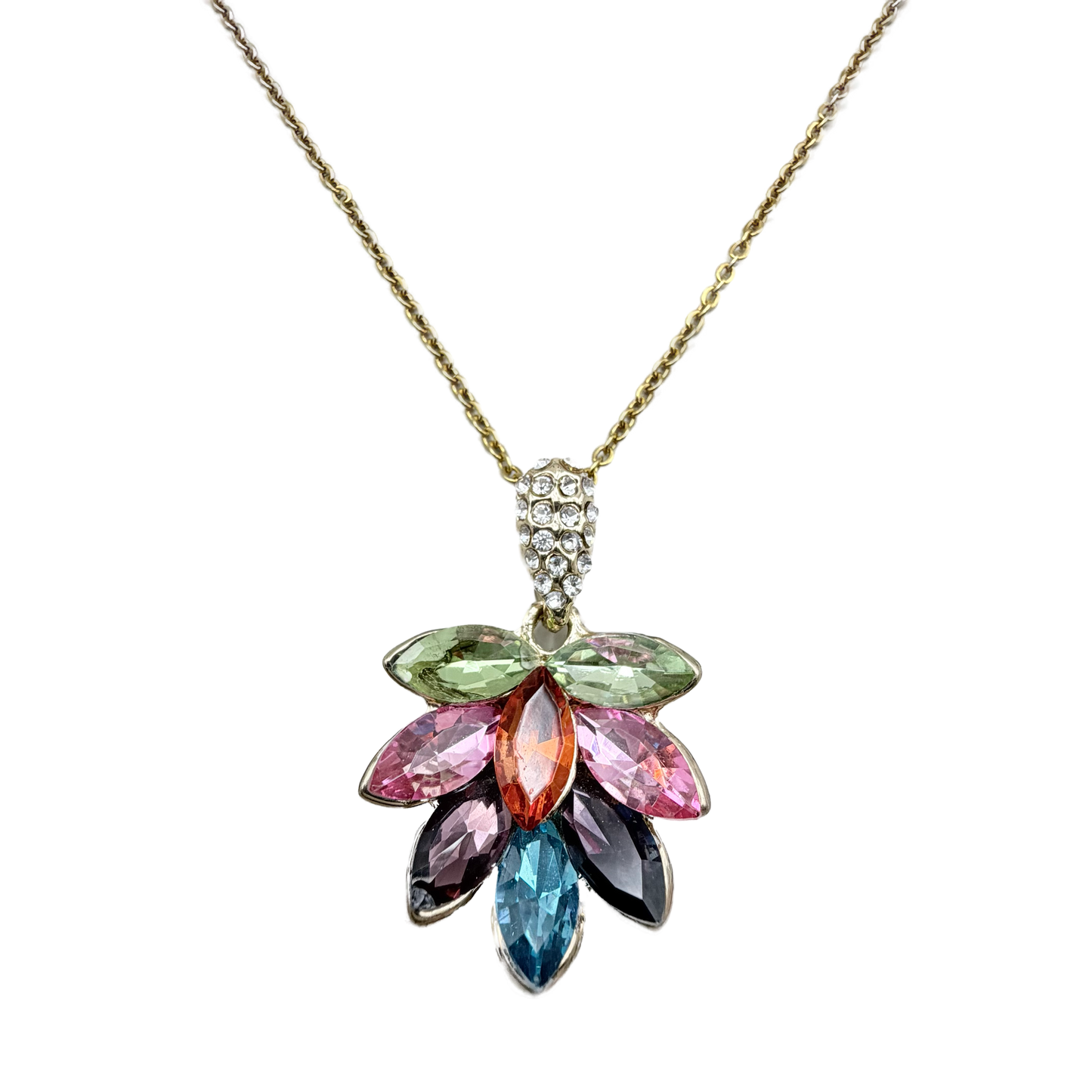 Collar Flor Multicolor con Cristales