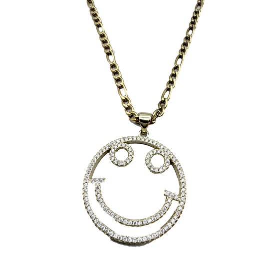 Collar Carita Feliz Dorada con Cristales