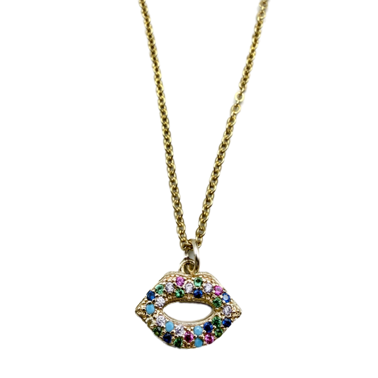 Collar Dije Labios Multicolor
