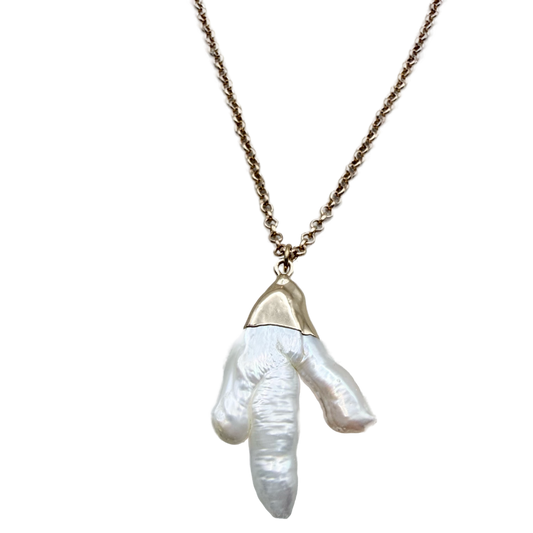 Collar Perla Barroca Natural Dorado