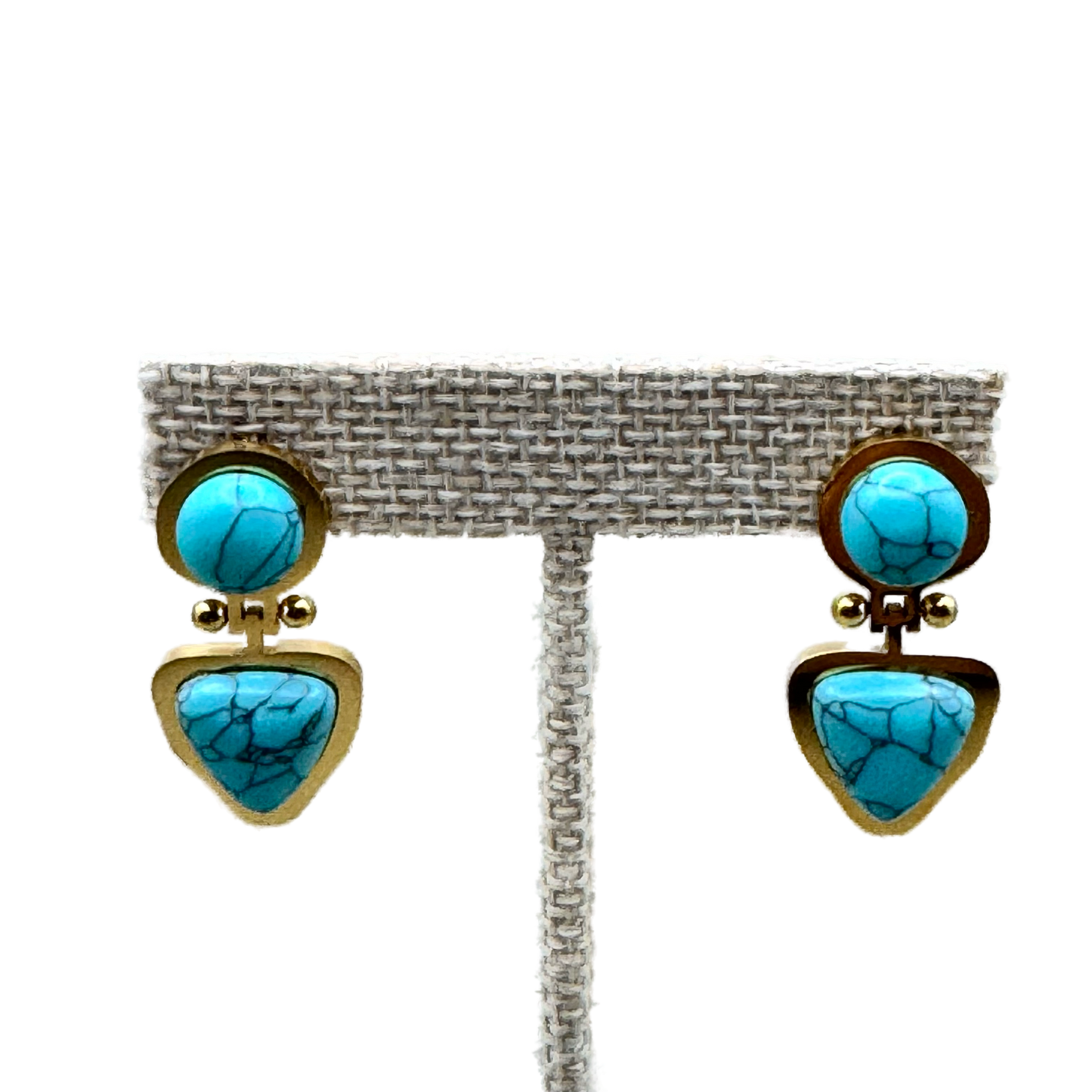 Aretes Piedra Turquesa Dorado
