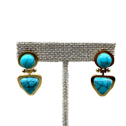Aretes Piedra Turquesa Dorado