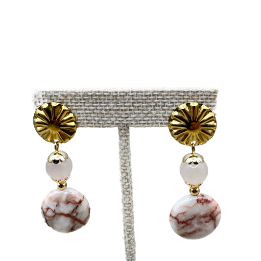 Aretes Dorados con Piedra Marmoleada