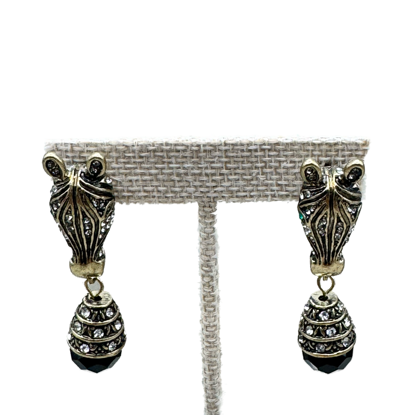 Aretes Vintage Negro con Zirconias