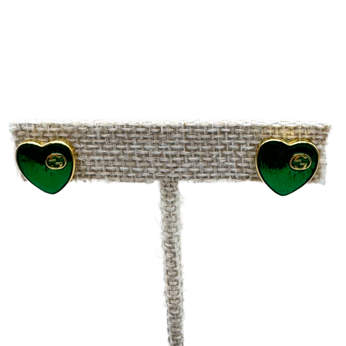 Aretes Corazón Verde con Detalle Dorado