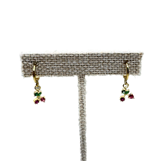 Aretes Aro Dorado con Dijes de Colores