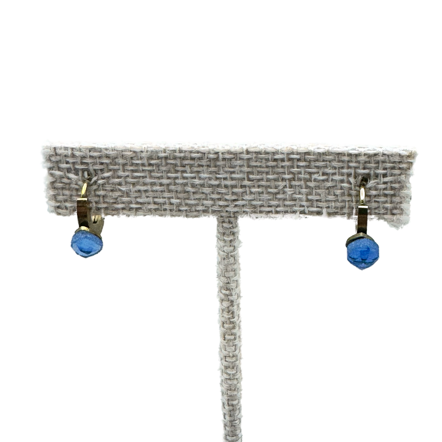 Aretes Mini Aro Dorado con Piedra Azul