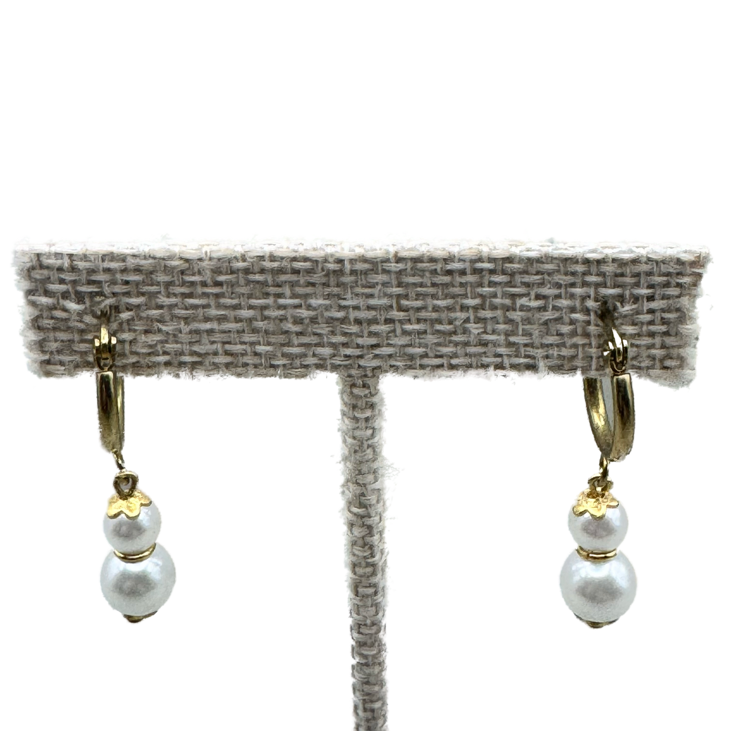 Aretes Dorados con Perla Doble