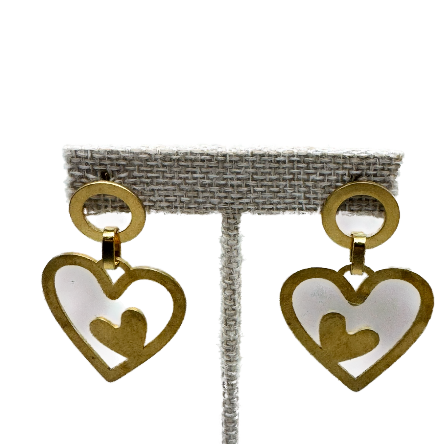 Aretes Dorados Corazón Doble