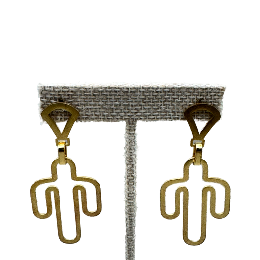 Aretes Dorados Cactus Abstracto