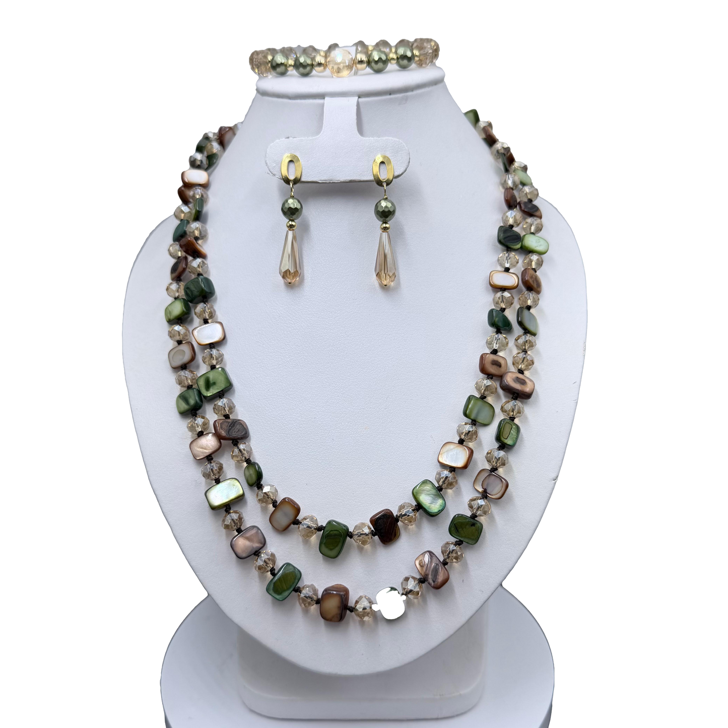 Juego de madre perla, cristales y perlas Mallorcas