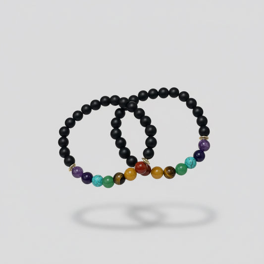 Pulsera de 7 chakras de piedras naturales y onix mate