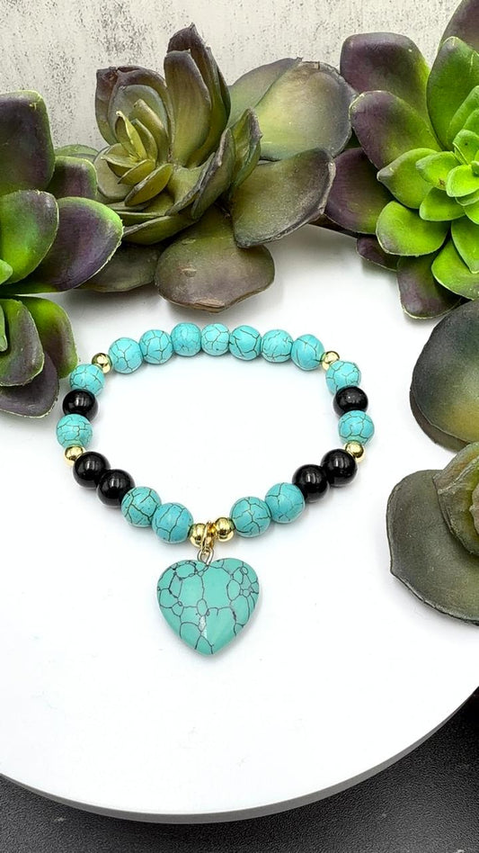 Brazalete de howlita con onix