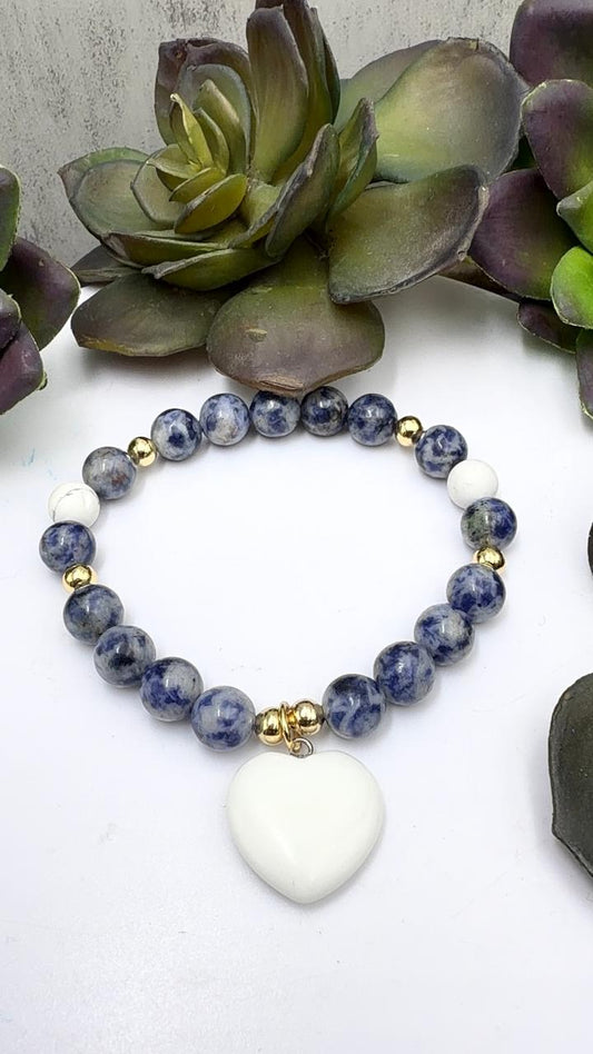 Brazalete de sodalita Con jade blanco
