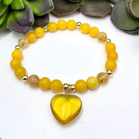 Brazalete de citrino y jade amarillo