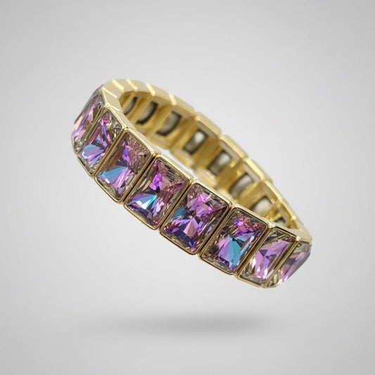 Brazalete de cristal en acero inoxidable en morado&nbsp;