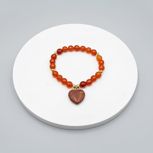 Brazalete de cornalina facetada dije de jaspe