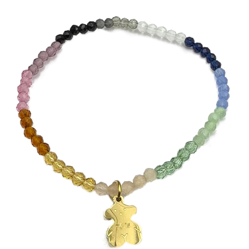 Pulsera Multicolor de Cristales con Dije de Oso