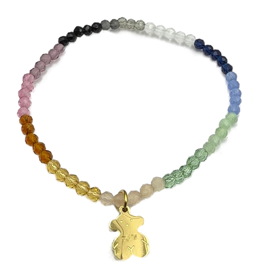 Pulsera Multicolor de Cristales con Dije de Oso